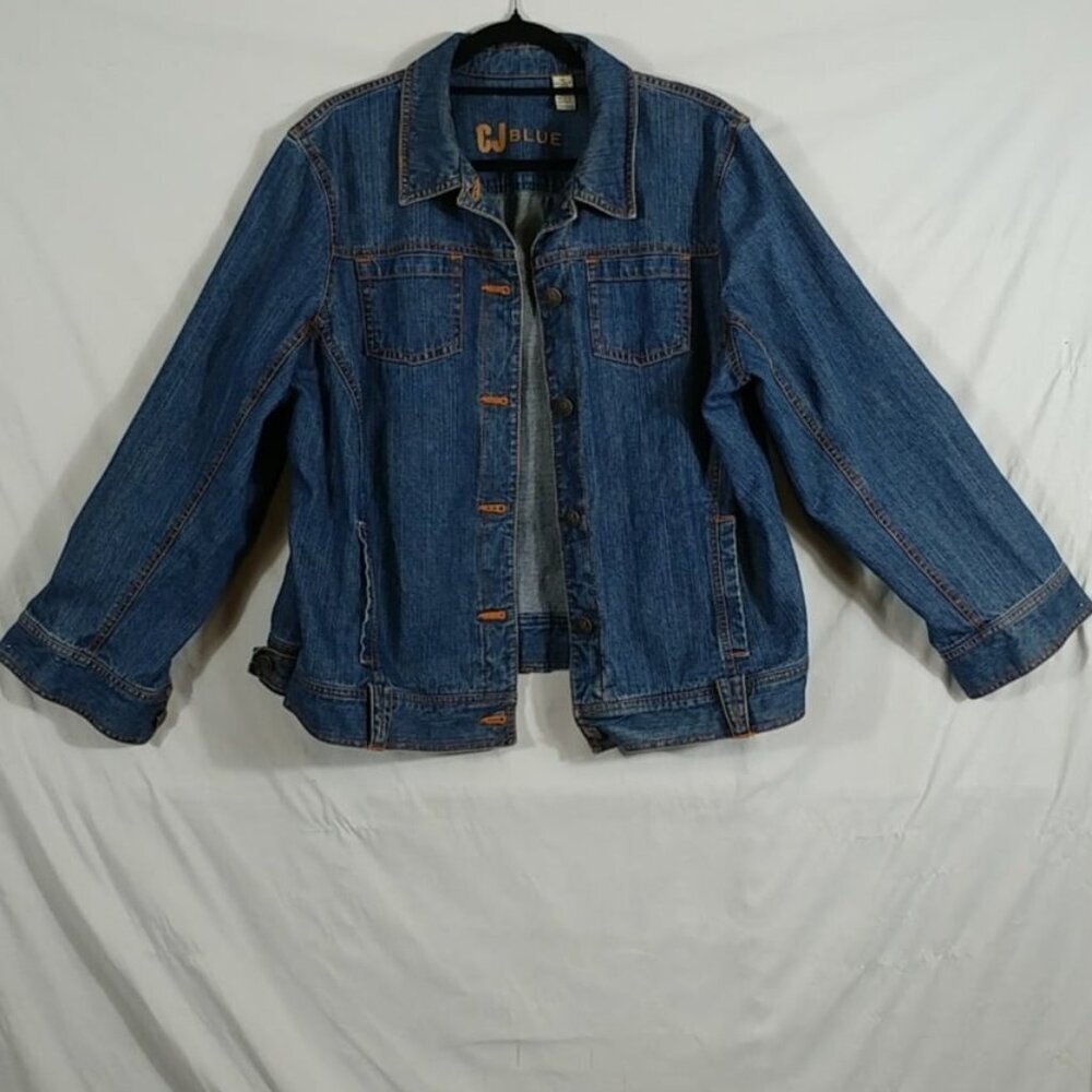 CJ Blue Women's Blue Western Style Long Sleeve Casual Jean Jacket Plus Size 2X - Picture 2 of 10